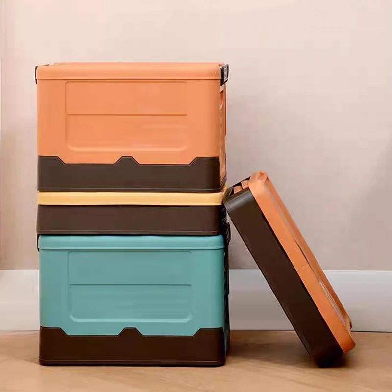 Large Foldable Storage Box With Lid Multifunction Plastic Organizer Basket yellow (m)