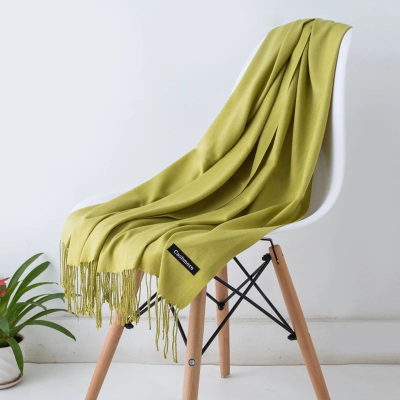 Designer Cashmere Feel Tassel Scarf Solid Autumn Winter Pashmina Shawl Wrap fuchsia