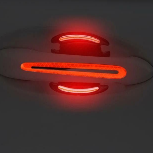 Universal Reflective Car Door Handle Stickers Safety Warning Anti Scratch Decals red