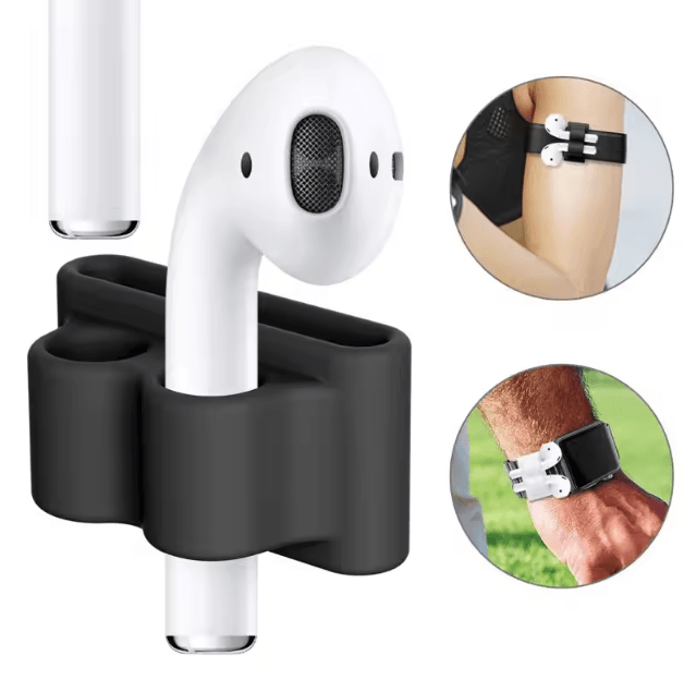 Silicone AirPods Holder Clip With Anti Lost Hook Stand Compatible With Apple Watch And Wireless Earphones white