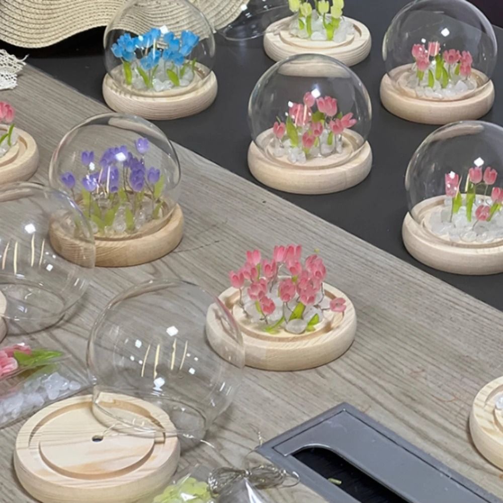 Handmade Blooming Tulip Glow Bedside Lamp yellow 5pcs