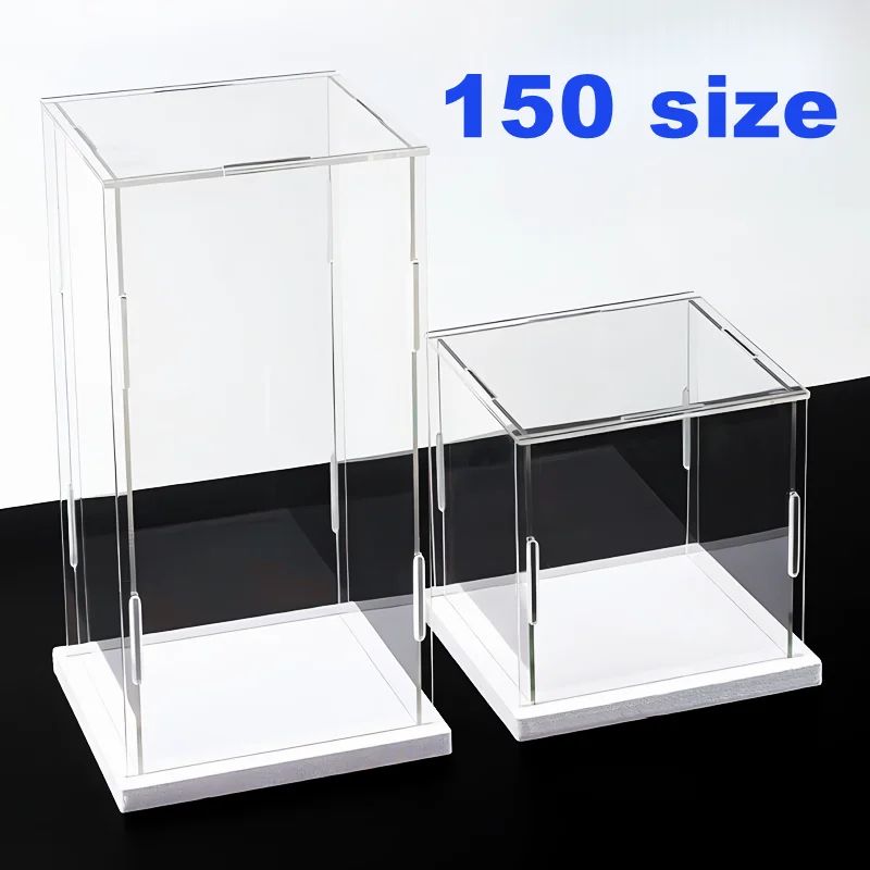 ClearGuard Acrylic Display Case Box With White Base Transparent Dustproof Showcase For Collectibles l26xw21cm h15cm