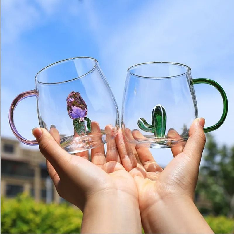 Creative 3D Cartoon Animal Glass Mug High Performance Thermal Coffee & Milk Tea Breakfast Cup e