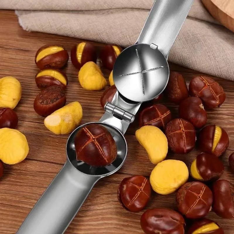 Stainless Steel Nut Cracker & Chestnut Opener For Easy Shelling Stainless Steel Nut Cracker & Chestnut Opener For Easy Shelling