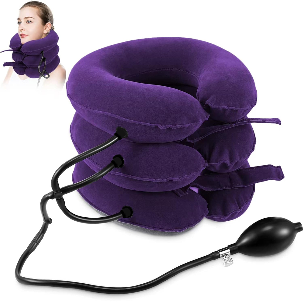 Cervical Neck Traction Device Inflatable Neck Stretcher Collar For Chronic Pain Relief, Home Treatment For Neck coffee
