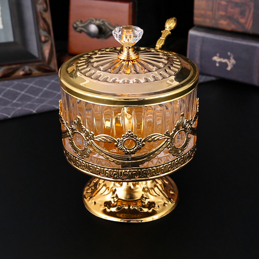 Stylish Metal And Glass Condiment Jar, Perfect For Spices, Salt, Sugar, And Kitchen Storage seasoning Pot 1