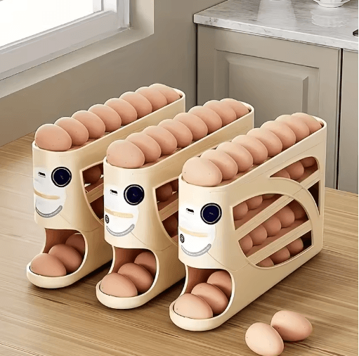 3 Tier Rolling Egg Storage Container For Refrigerator Holds 24 Eggs white 28 To 30 Eggs