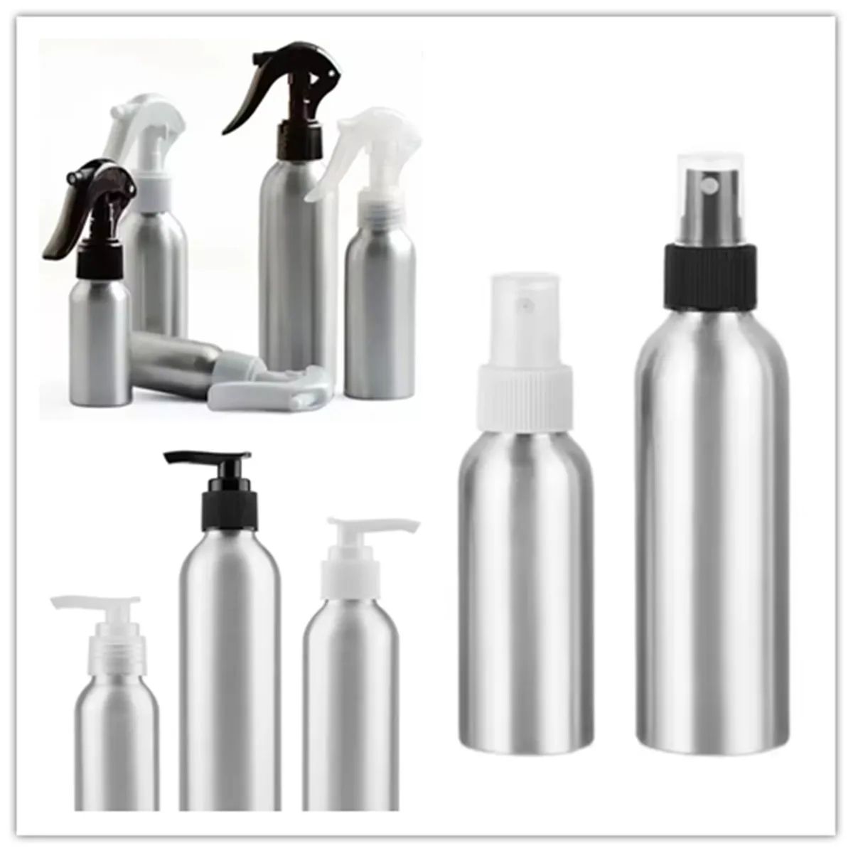 Refillable Aluminum Spray Bottle With Fine Mist Sprayer & Lotion Pump Travel Size 1oz8oz clear Pump 120ml