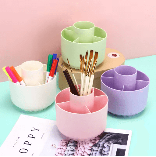 INS Style Rotating Pen Holder Large Capacity Aesthetic Desk Organizer purple