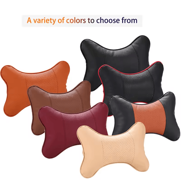 RoadShield PU Leather Car Neck Pillow Universal Headrest & Backrest Support Cushion orange