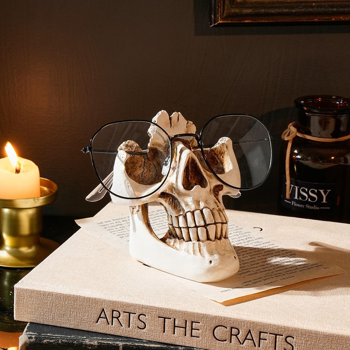 Skull Glasses Holder Stand Resin Halloween Eyewear Display Decor Skull Glasses Holder Stand Resin Halloween Eyewear Display Decor