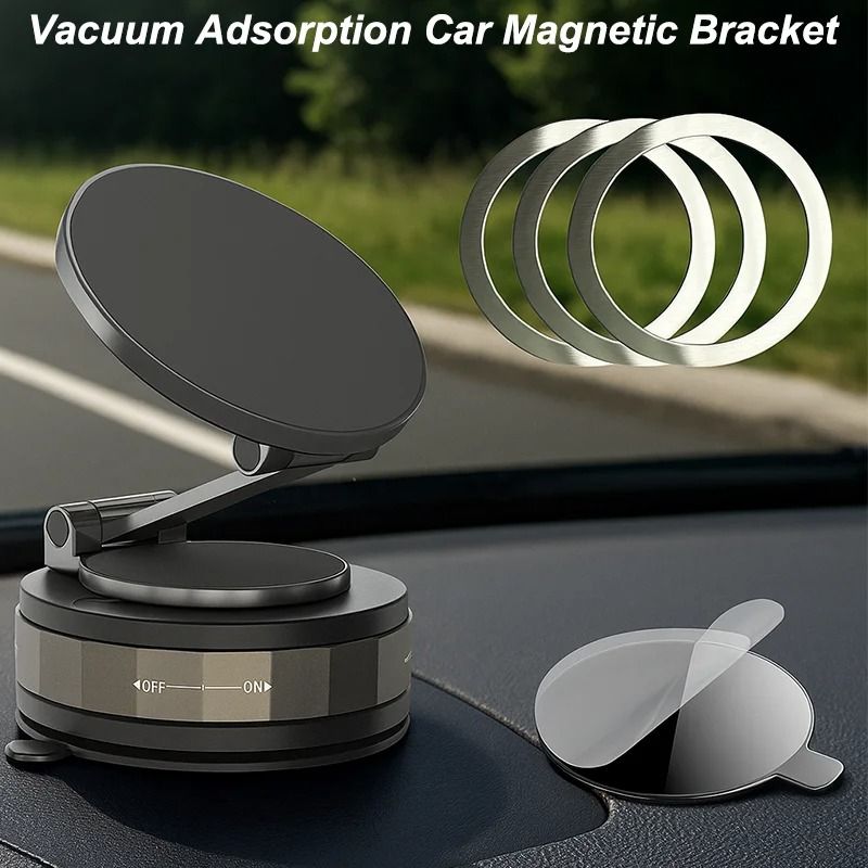 360 Vacuum Magnetic Car Phone Holder Intelligent High Stability Mount bracket With 1 Ring