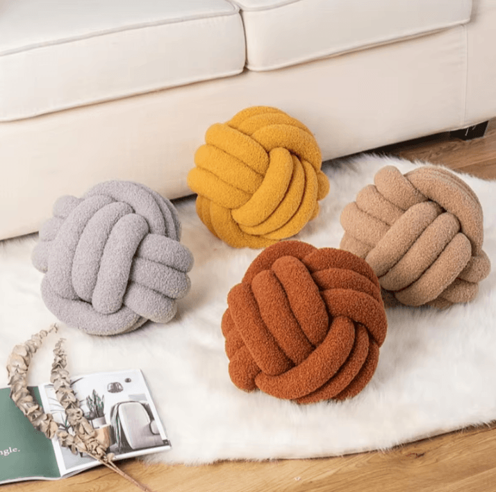 KnotEase Aesthetic Knot Globe Cushion Soft Nordic Decorative Pillow For Sofa & Home grey 8.66 Inches