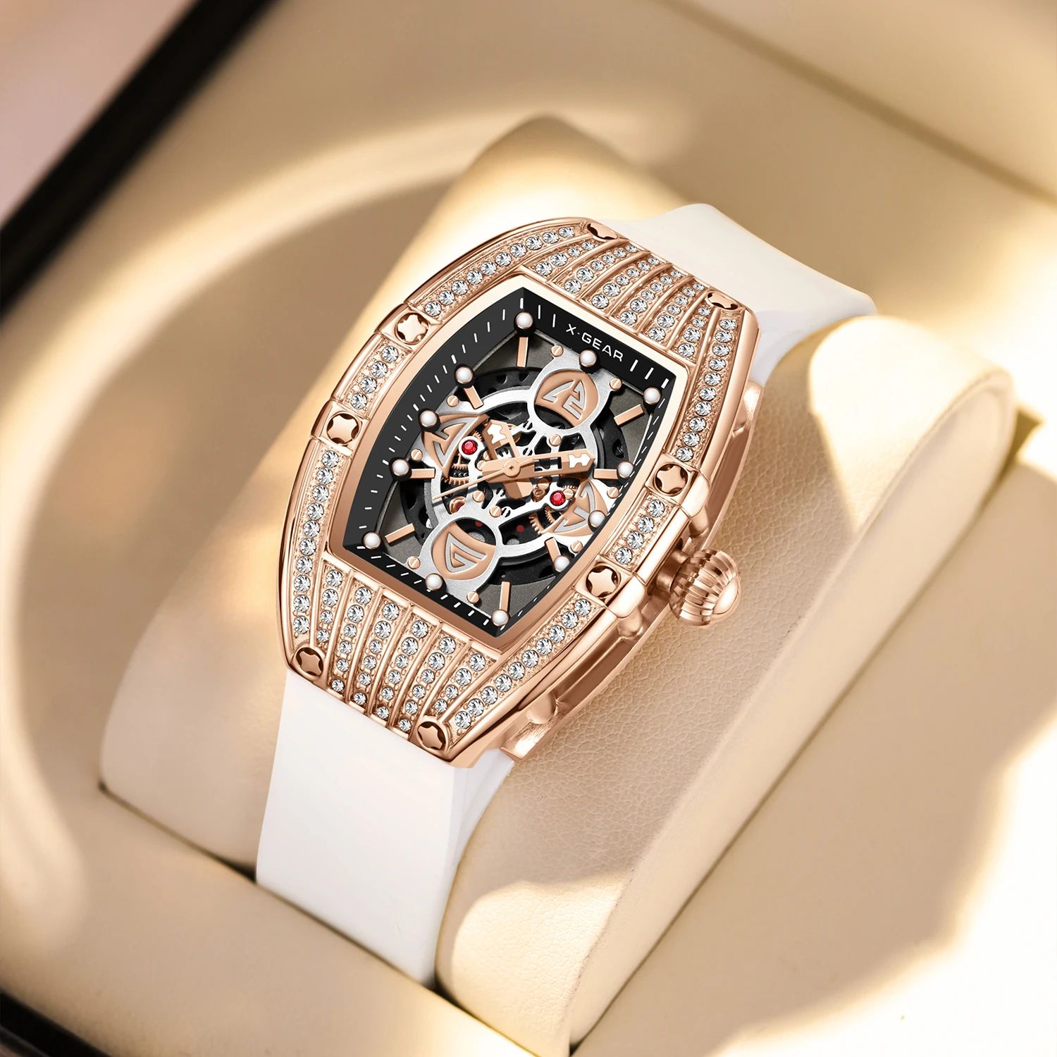 Radiant Elegance Diamond Accent Women's Quartz Luxury Watch red