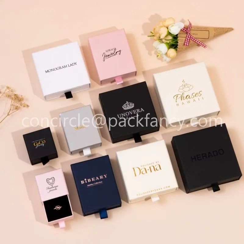 Custom Pink Paper Jewelry Boxes High Performance Gift Packaging With Logo For Earrings, Necklaces & Rings (100pcs lot) grey No Logo 10 X 10 X 3.5 Cm