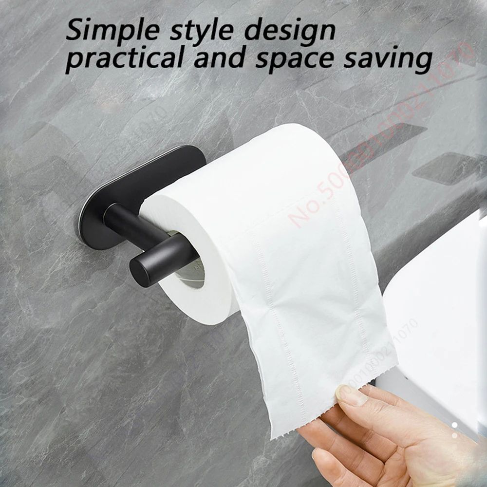 FlexMount Adhesive Toilet Paper Holder Wall Mounted Bathroom Paper Towel Rack (12PCS) 2pcs Black Holder B