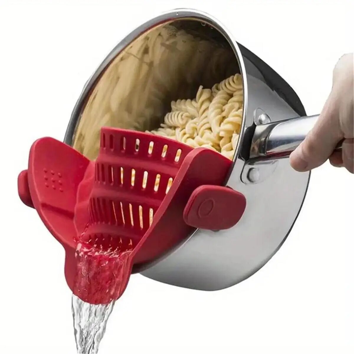 Adjustable Silicone Clip On Strainer For Pots, Pans, And Bowls Handheld Drainer For Noodles, Pasta green