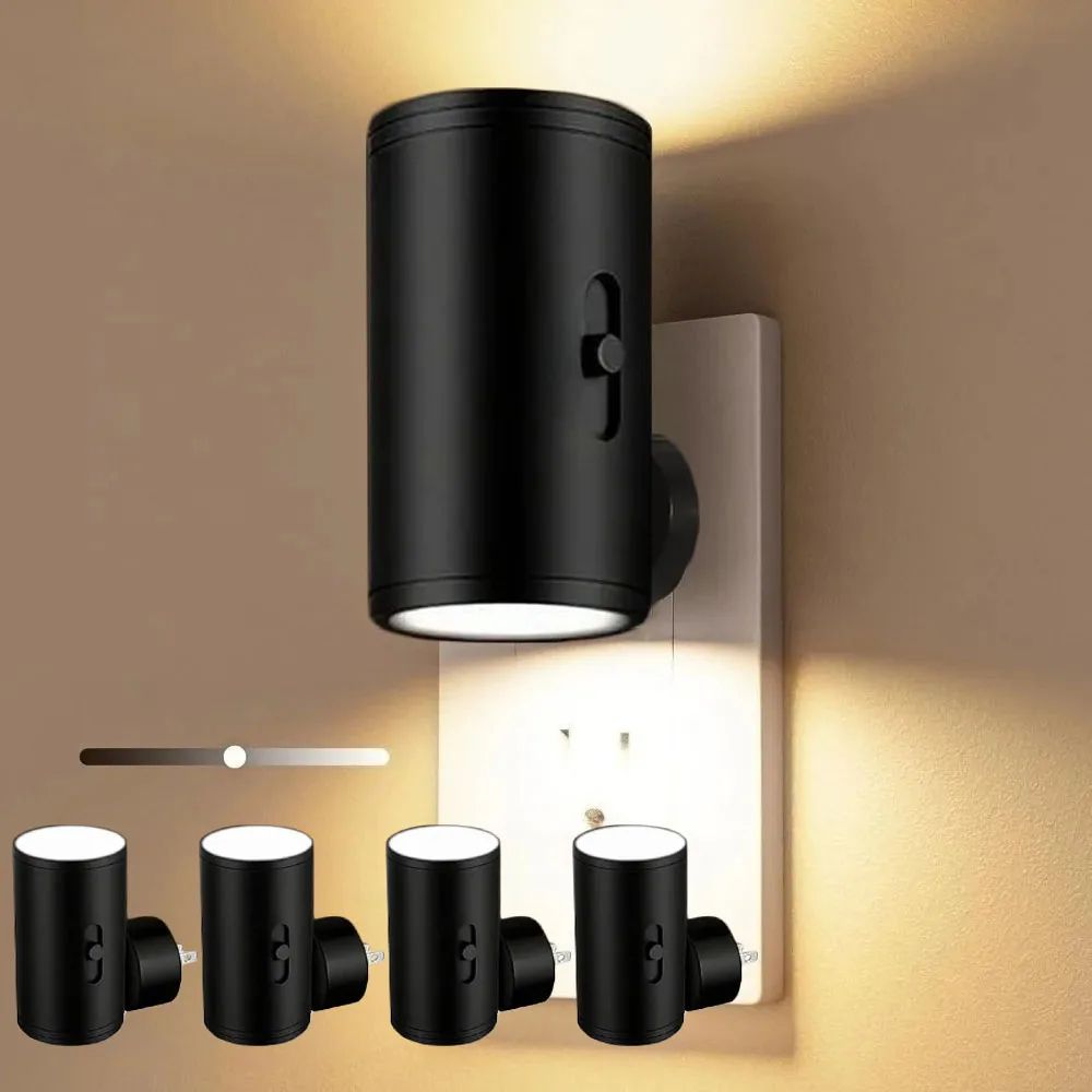 Dimmable LED Plug In Night Light With Sensor 4pcs eu