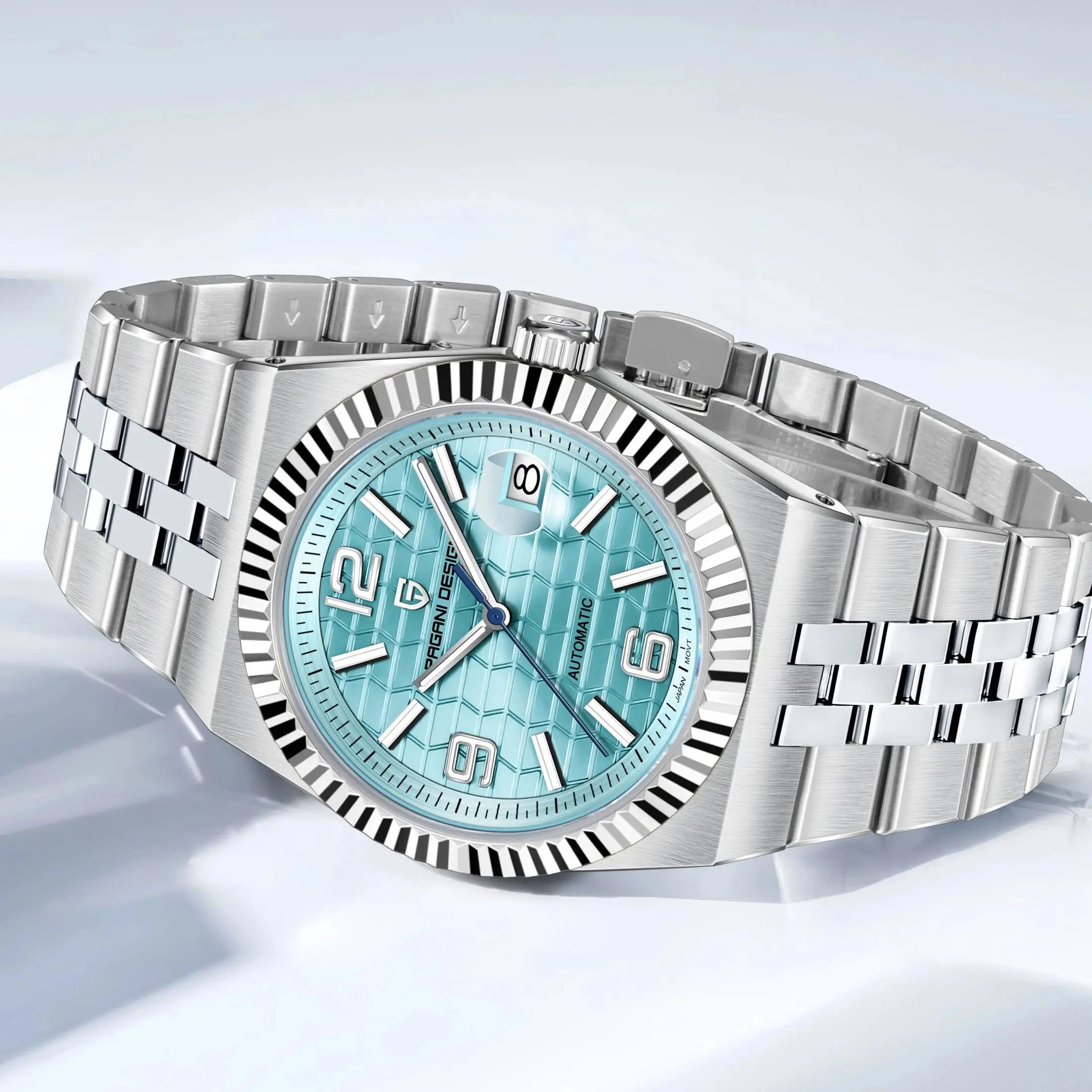 3D Rhombus Dial Automatic Watch High Precision Mechanical Stainless Steel Timepiece green