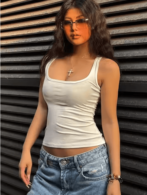 Sculpted Square Neck Tank Top For Women Sleek Fitted Sleeveless Essential coffee l(us 08 10)