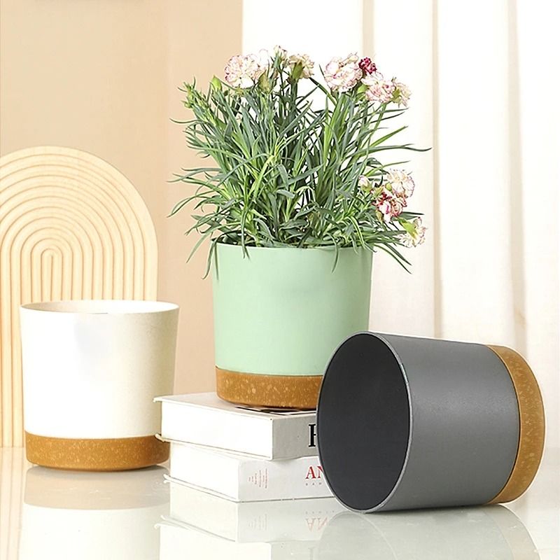Self Watering Plant Pots High Performance Automatic Plastic Flowerpots With Integrated Saucer black l