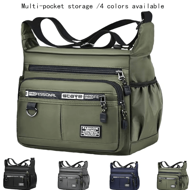Mens Cross Body Bag Adjustable Shoulder Business Multi Pocket Everyday Messenger Bag blue