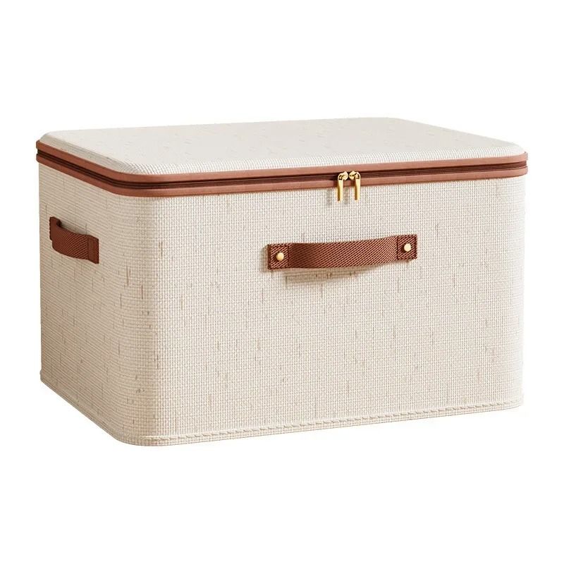 Large Capacity Cotton Linen Storage Box With Dust Proof Cover 8 L
