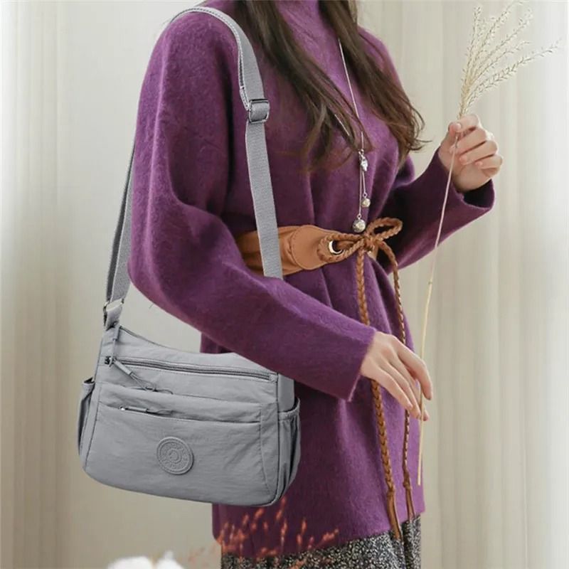 Multi Pocket Womens Casual Crossbody Bag With Multi Layer Design burgundy