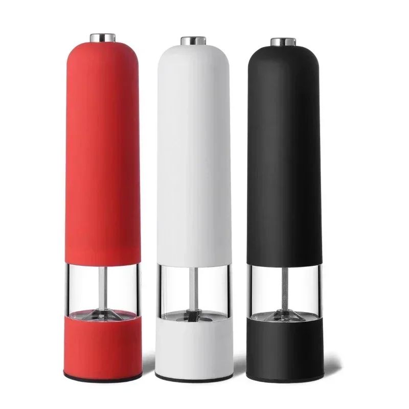 Electric Automatic Salt & Pepper Grinder Adjustable Coarseness Spice Mill With LED Light white