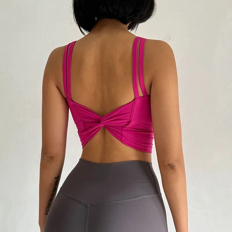 Back Knotted Yoga Running Vest rose Red m