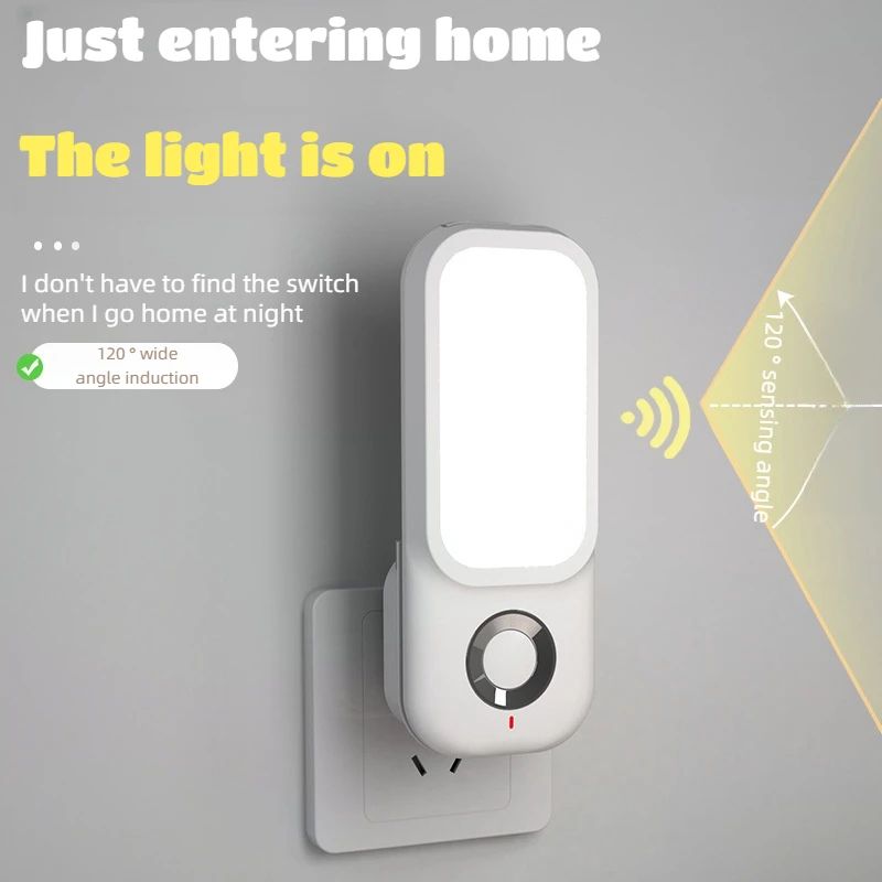 3 Mode Motion Sensor LED Night Light With Wireless Charging white uk Plug in