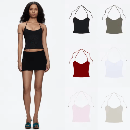 Open Back Halter Camisole With Metal Accents Stretchy Sexy Summer Tank For Women white xxs(us 0)