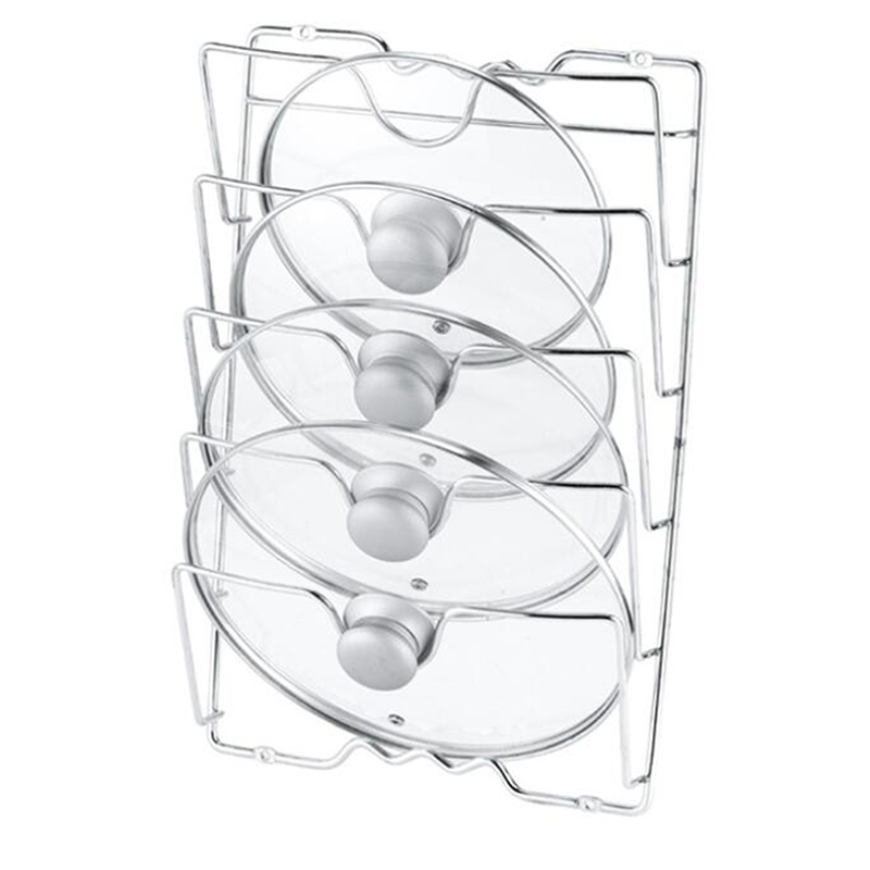 Wall Mounted Pot Lid Rack For Kitchen, 5 Layer Perforated Design Wall Mounted Pot Lid Rack For Kitchen, 5 Layer Perforated Design