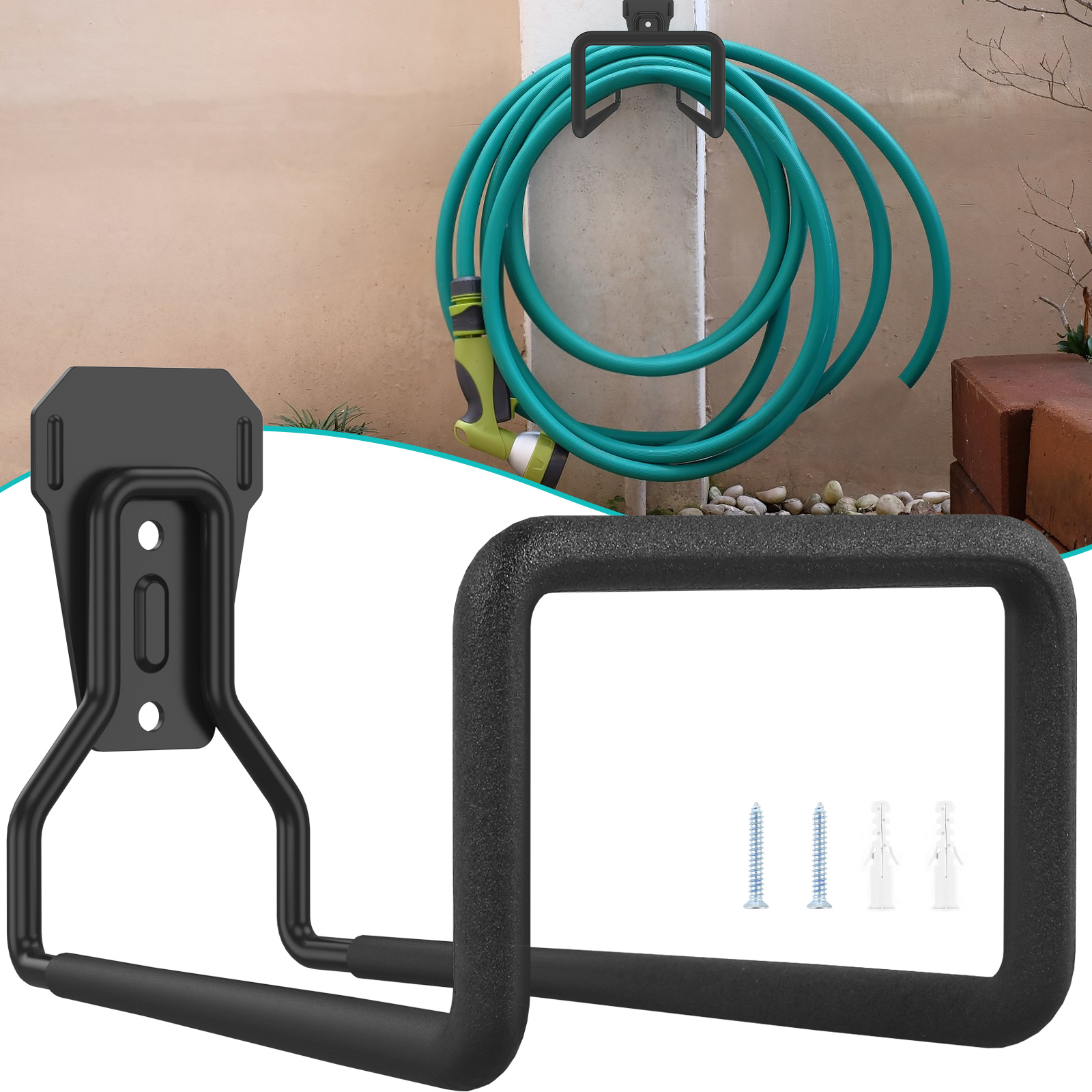 Sturdy Storage Bracket Pipe Reel Rack, Metal Hose Holder Wall Mounted, Garden Water Hose Holder Sturdy Storage Bracket Pipe Reel Rack, Metal Hose Holder Wall Mounted, Garden Water Hose Holder