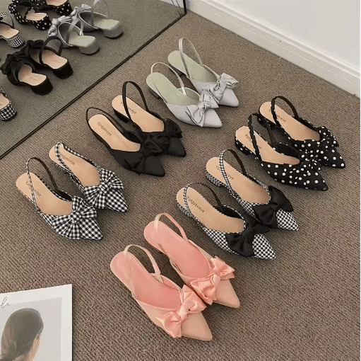 Elegant Pointed Strap Low Heel Sandals Womens Fashion Party Pumps 2023 glx08 Checkered 39