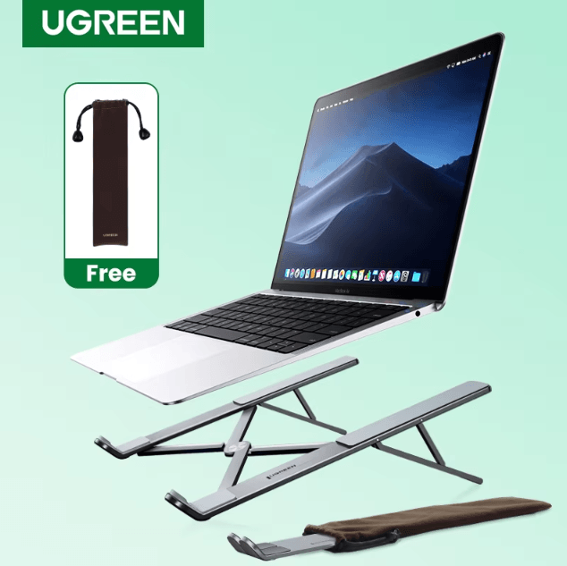 UGREEN Foldable Aluminum Laptop Stand Holder For MacBook Air Pro And More metal Silver