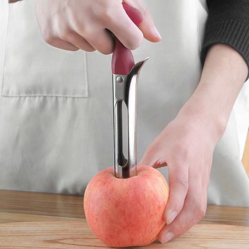 Stainless Steel Apple Corer Tool Easy Fruit Cutter For Pears And Apples green