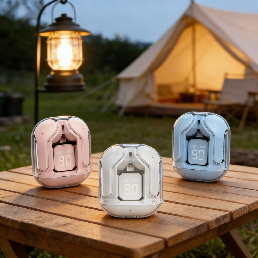 Wireless Mini Earbuds With LED Digital Display TWS Bluetooth Stereo Headphones pink