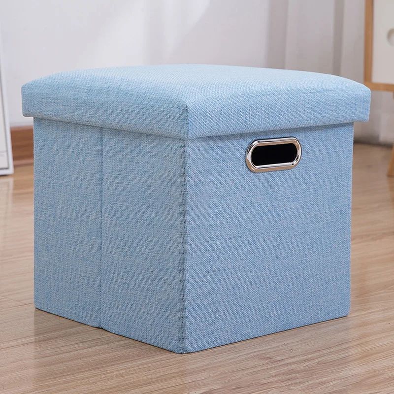 Folding Storage Ottoman Cube Collapsible Footrest Stool With Padded Lid For Living Room & Dorm lotus Pink