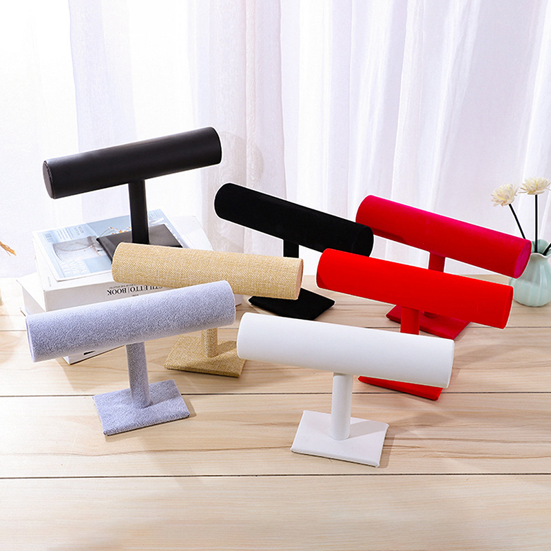 Detachable Bracelet Display Stand, Grey Velvet Jewelry Organizer, Jewelry Holder For Watches And Bracelets white