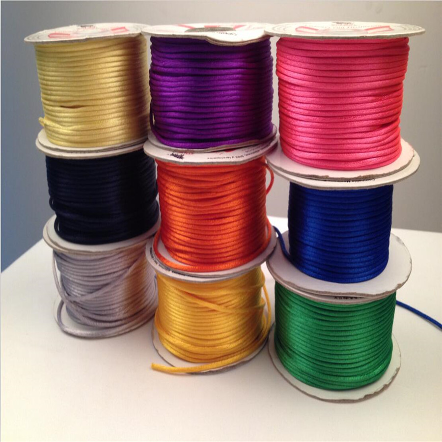 Braided Macrame Silk Cord For DIY Bracelets, Chinese Knot Satin Beading Rope fuchisa 60meters