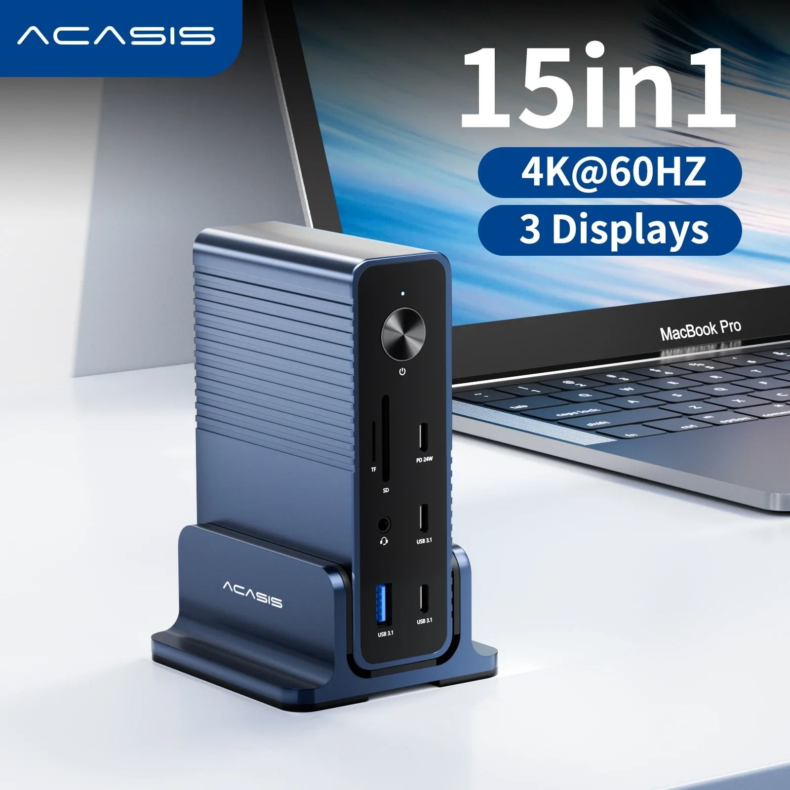 Acasis 15 In 1 USB C Docking Station With Triple 4K Display us Plug 100w