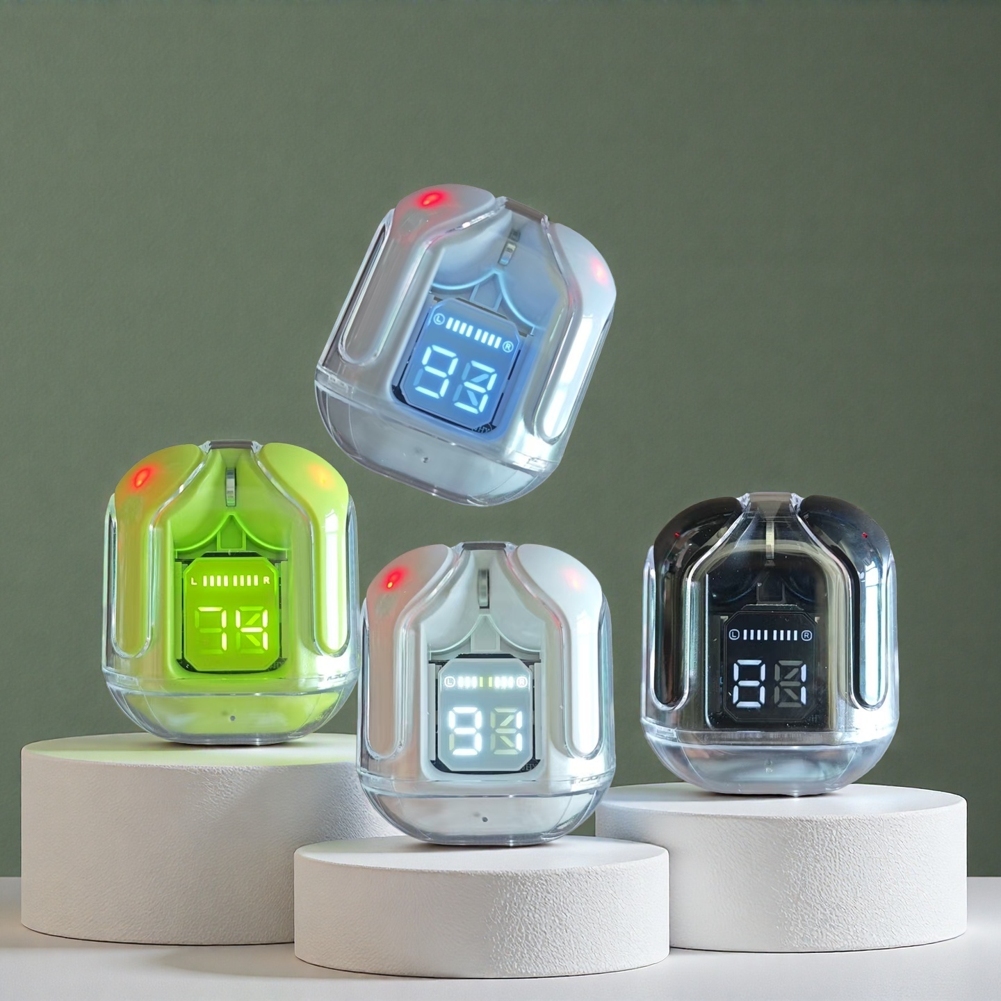 Transparent Wireless Bluetooth Headset HIFI Sound Wireless Earphones white