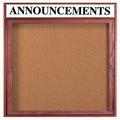 AARCO Enclosed Wall Mounted Bulletin Board Cork/Plastic in Red/White/Brown | 36 H x 36 W x 2 D in | Wayfair CBC3636RH