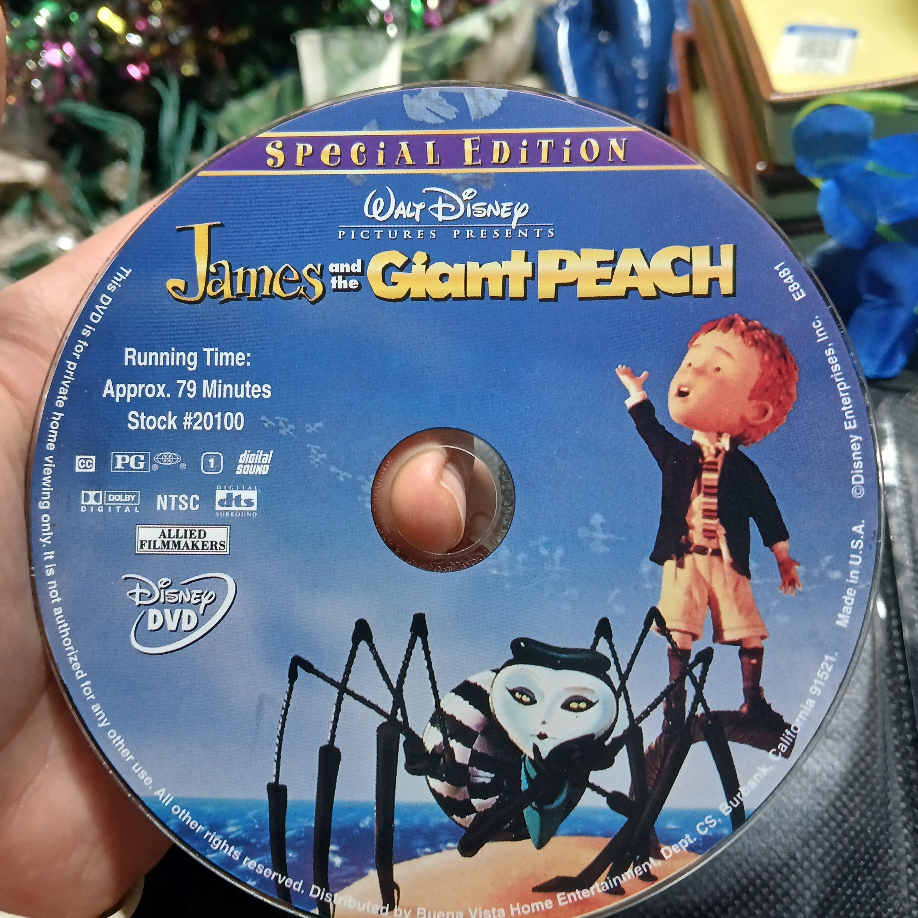 Disney Media | Disney James And The Giant Peach Dvd With Blue And Black Artwork | Color: Blue/Orange | Size: Os