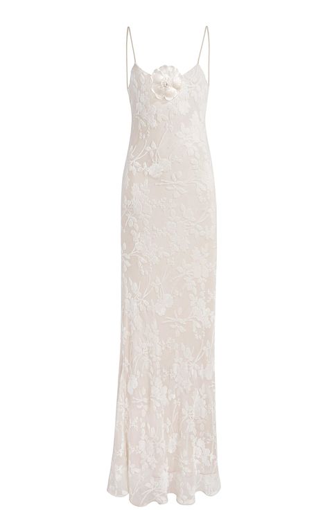 Floral Silk-Devoré Slip Gown - White - Rodarte Dresses