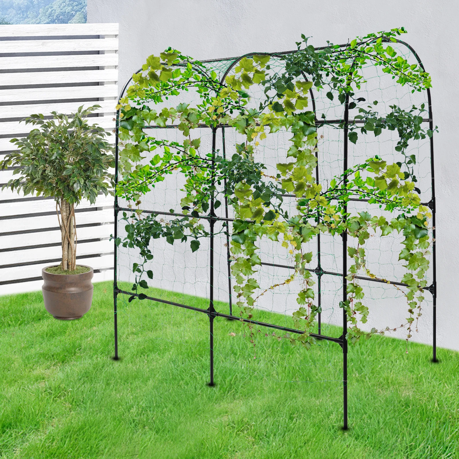 Gartenbogen 183 X 230 Cm für Kletterpflanzen, Bogen, Garten-Kletterpergola mit Gitter, für Weinreben, Gurken, Bohnen, Ranken, Rosen Image