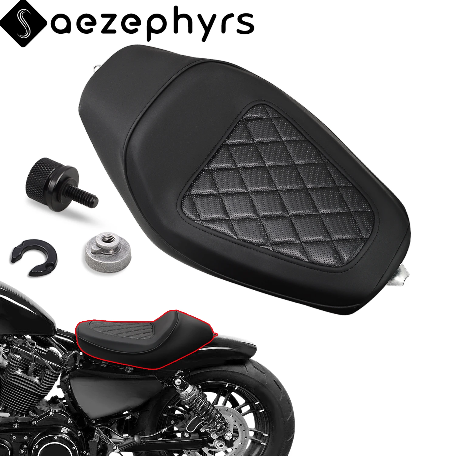 Motorrad-Sitzpolster für den Fahrer, Solo-Sitzbank aus PU-Leder, passend für Harley Sportster 48 XL883 1200 Iron Forty-Eight Sportster Seventy-Two SuperLow Roadster (2010-2022)