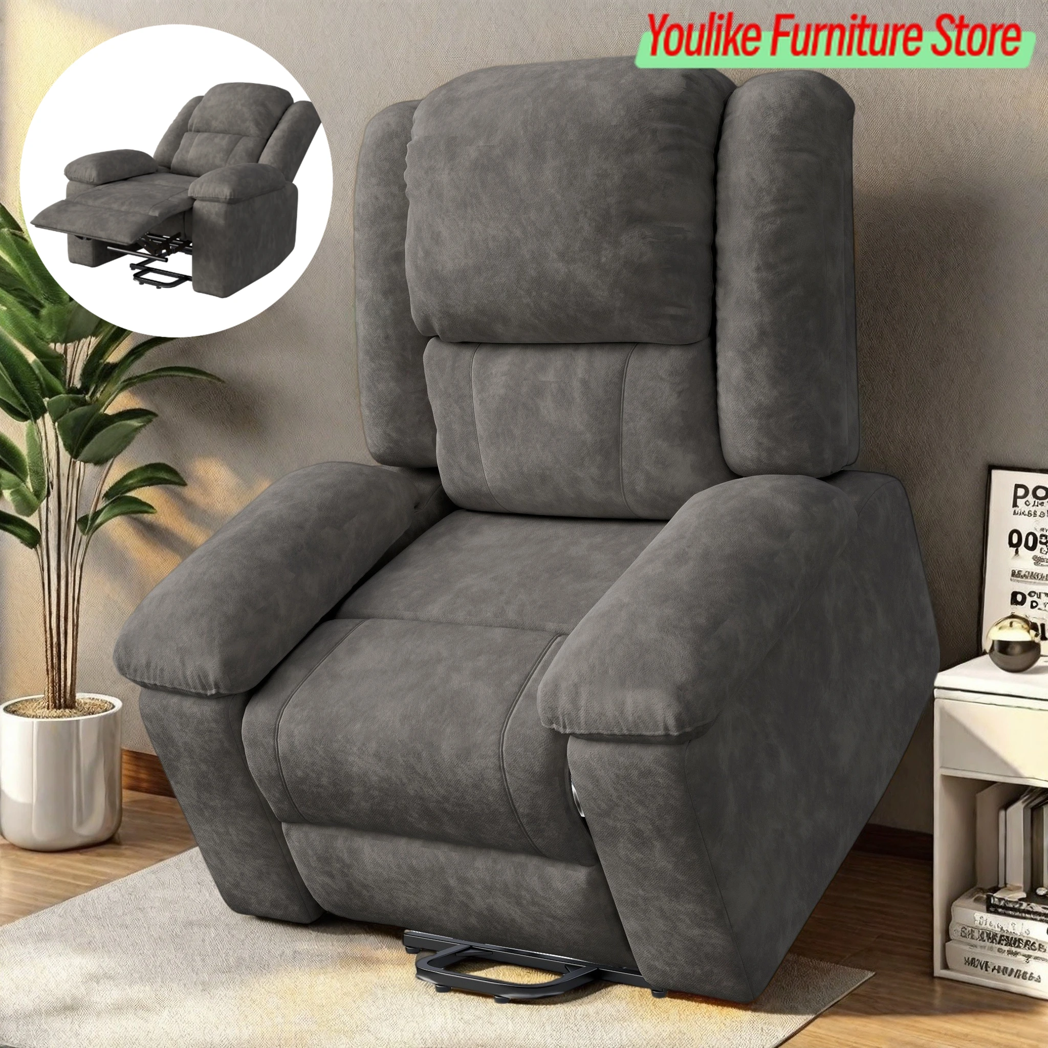 Comanlai Relaxsessel mit Fußstütze & 8 Massagepunkten 160 ° Drehbarer Relaxsessel für Senioren Elektrischer Massagesessel