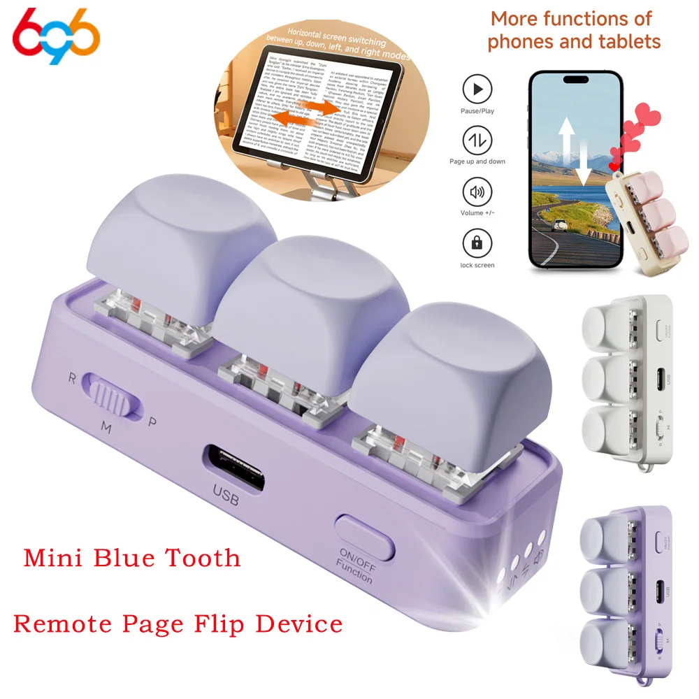 Universal Keyboard Mini Page Turner Short Video Slide PPT PDF Page Flipping Music Switch Take Photos Blue Tooth Fernbedienung Image